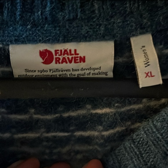 Fjallraven Ovik Wool Fair Isle Blue White Wool Sweater XL - Picture 6 of 6